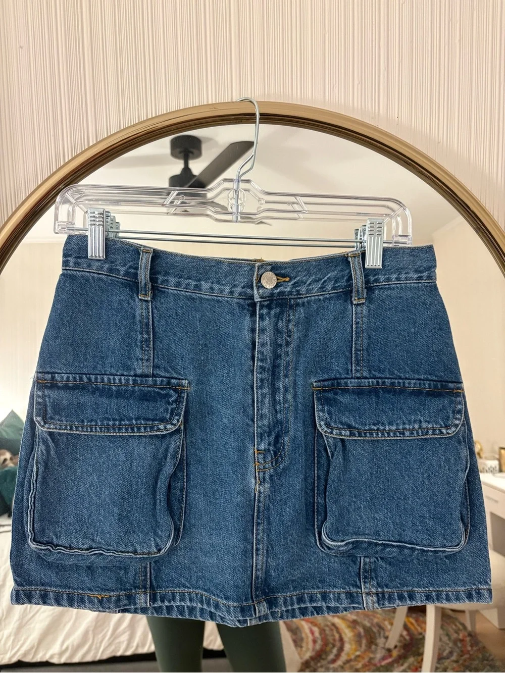 Forever 21 Dark Blue Denim Cargo Mini Skirt